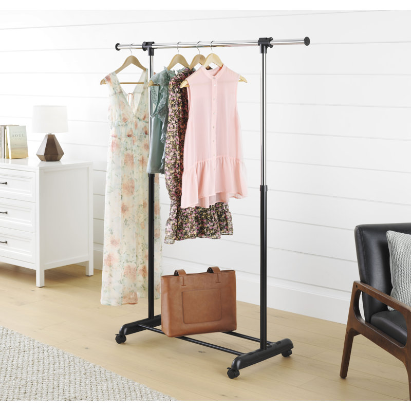 Adjustable Black and Chrome Portable Garment Rack