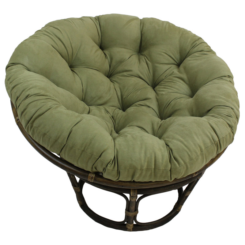 Fauteuil Papasan capitonné de 42 po de largeur Zowie, Microfibre sauge