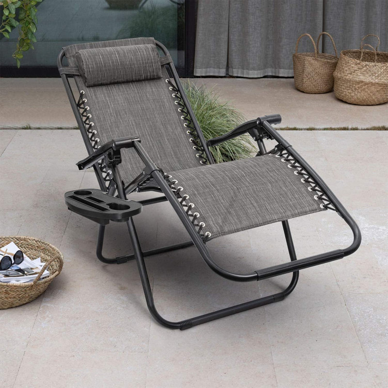 Fauteuil inclinable zéro gravité 2 pièces, gris