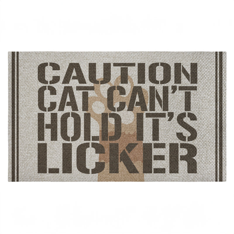 Tapis de porte d'extérieur en forme de chat «Cat Don't Hold Licker», par Kim Allen, 18 po x 30 po