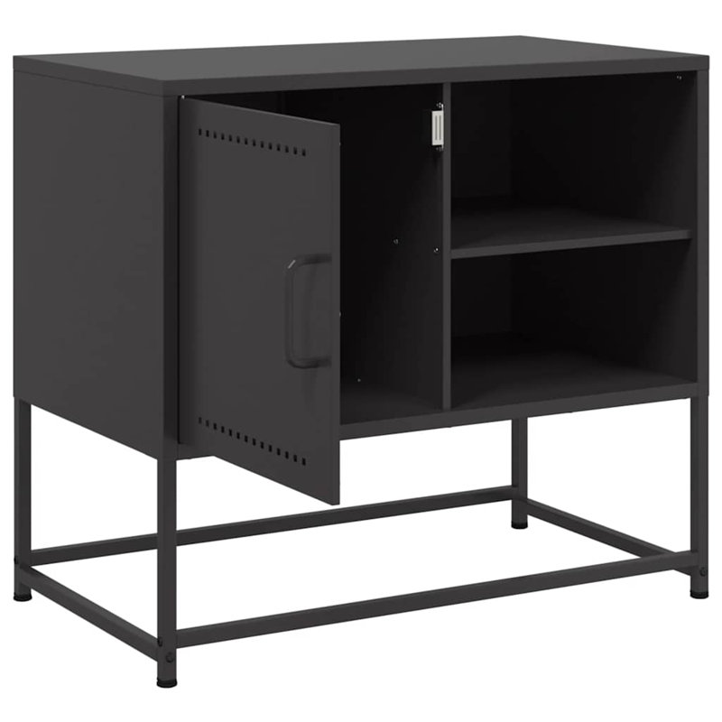Meuble télé rectangulaire en acier noir vidaXL 26,8 po x 15,4 po x 23,8 po, Noir