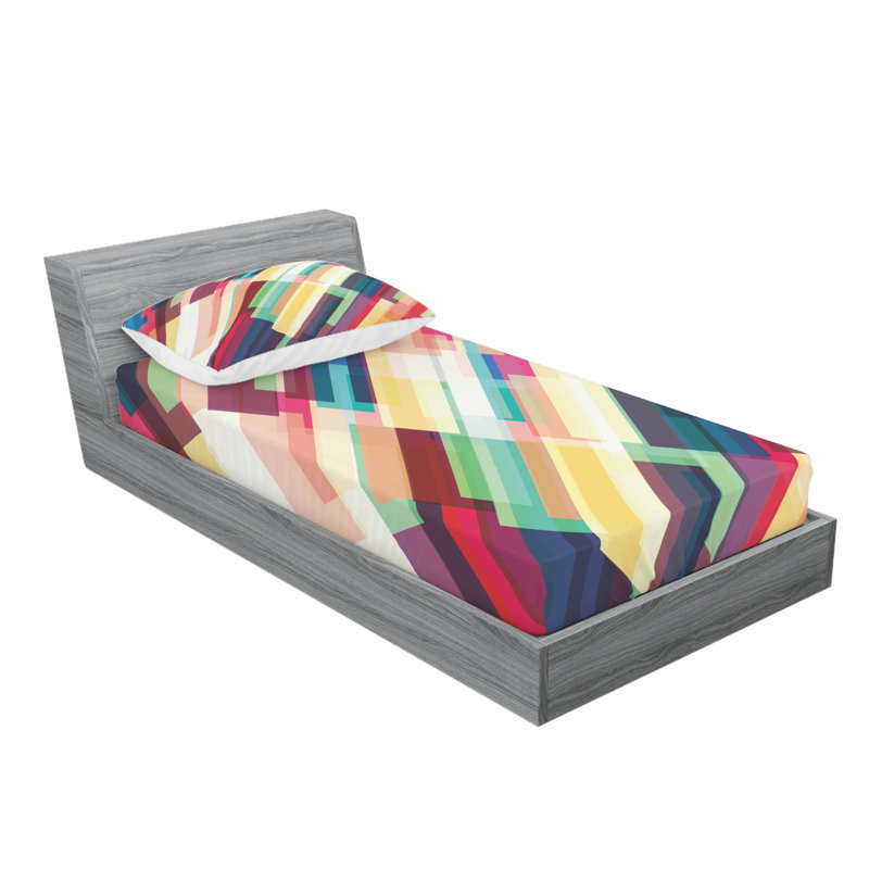 Microfiber Geometric Sheet Set, Twin Sheet Set with Fitted Sheet