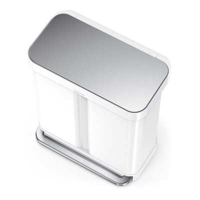 Simplehuman 58L / 15.3 Gallon Hands-Free Dual Compartment Recycling Kitchen Step Trash Can with Lid