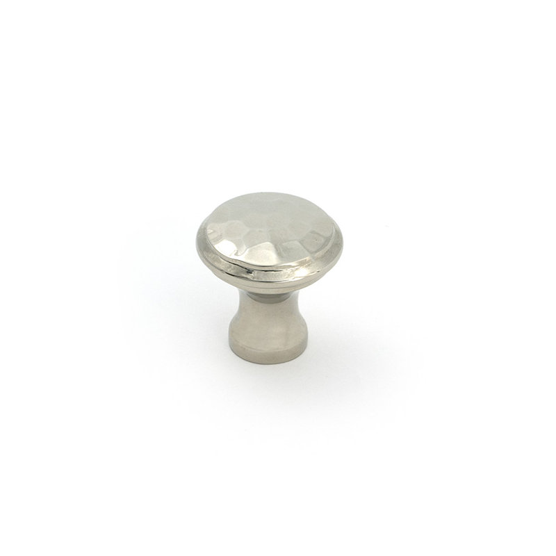 Hammered Round Knob, Polished Nickel, 0.79" Knob Diameter