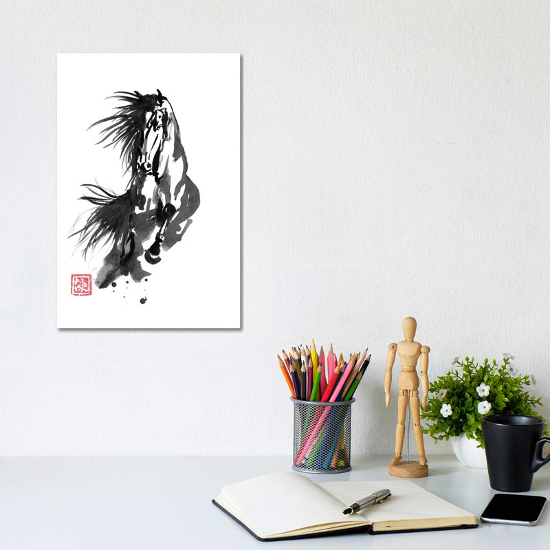 Running Horse by Péchane - Painting on Canvas, Wrapped Canvas, 20.32 cm H x 30.48 cm W