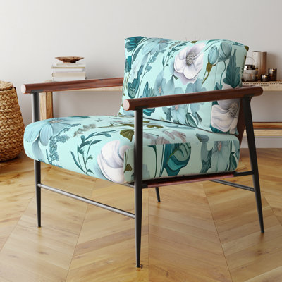Crowne - Fauteuil d'appoint rembourré en velours à motif floral
