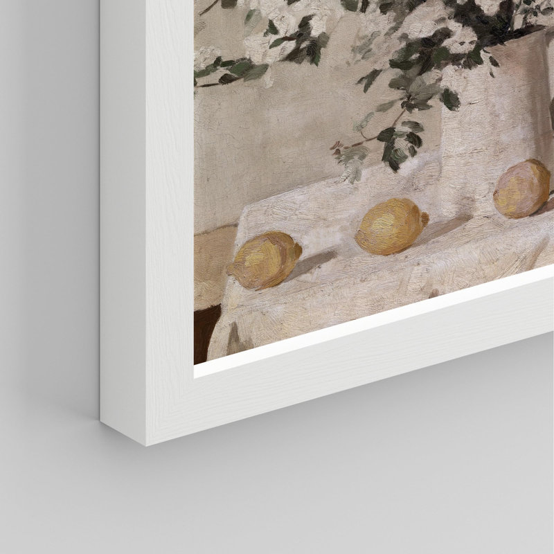 "Bouquet de fleurs blanches dans une tasse" sur papier, H 10 po x l 8 po, Blanc