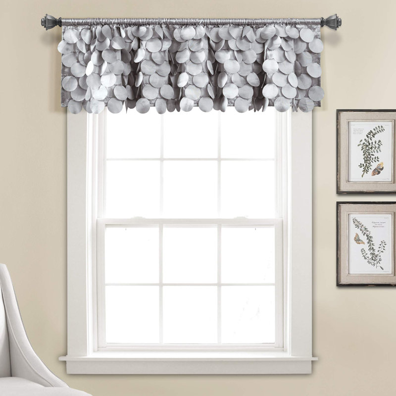 Gigi Scalloped Window Valance, 70" W x 14" L, Light Gray
