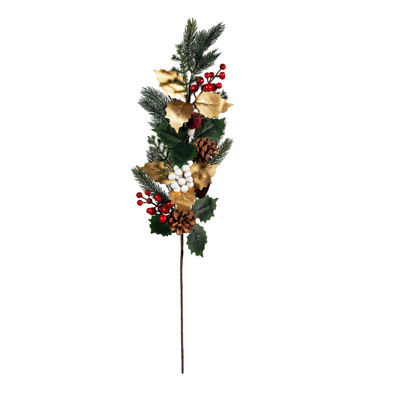 Artificial Pine Cone and Berry Stem, 24"H