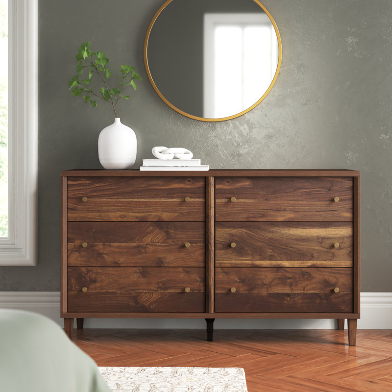 Commode double 6 tiroirs l 59,05 po Harry Willow Place, Grand noyer