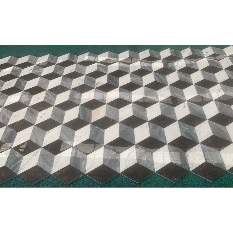 Hexagon Water-Jet Natural Polished Marble Tiles,  For Floor And Wall, 1 Box 12 PCS