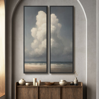 Vintage Landscape Wall Art - 20x60 inches Framed Canvas Set of 2