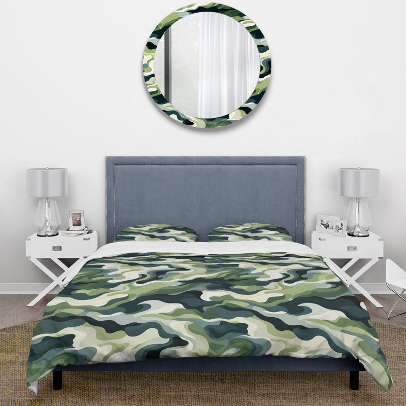 Ensemble de housse de couette Zen Retreat Serene Camouflage I, Housse de couette pour très grand lit et 2 très
