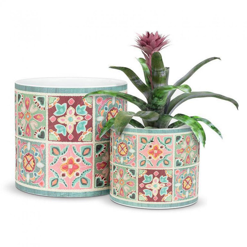 Pranaya Ceramic Cachepot, 4" H x 4.5" W x 4.5" D