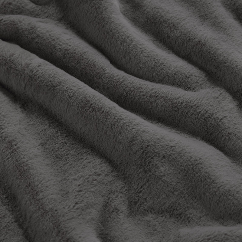 Jeté en fausse fourrure Allisandro, Gris, Simple