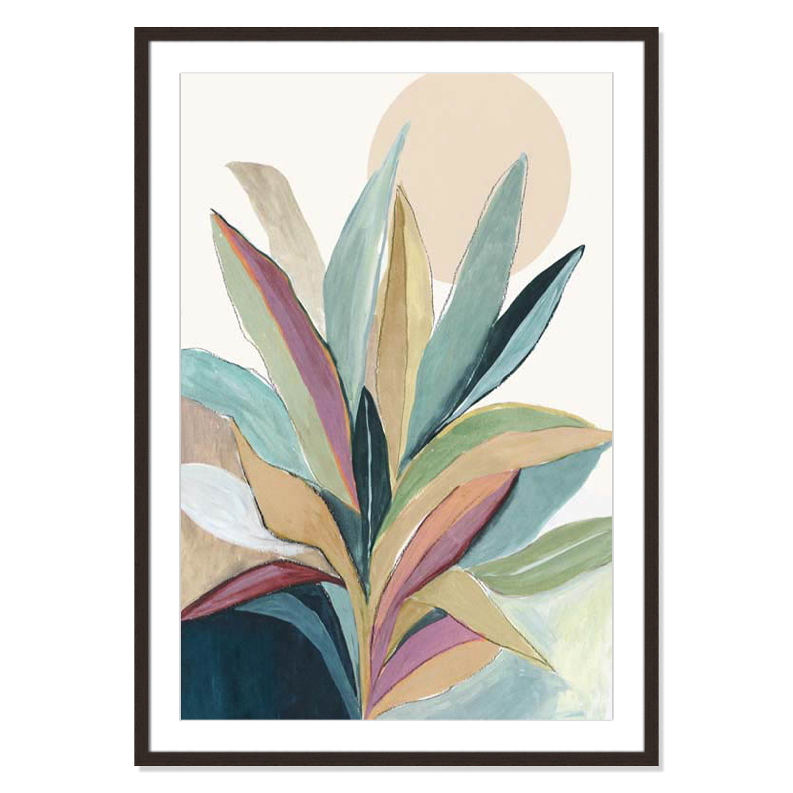 Sherbrooke Sunny Bright Leaves I by Asia Jensen Print, Yes, Walnut Single Picture Frame, 41.5" H x 29.5" W x 1.25" D