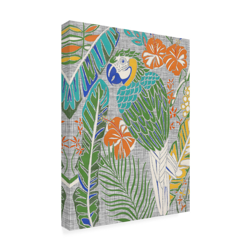 Toile d'extérieur «Tropical Macaw» Zayden Chariklia Zarris, H 19 po x l 14 po x P 1,5 po