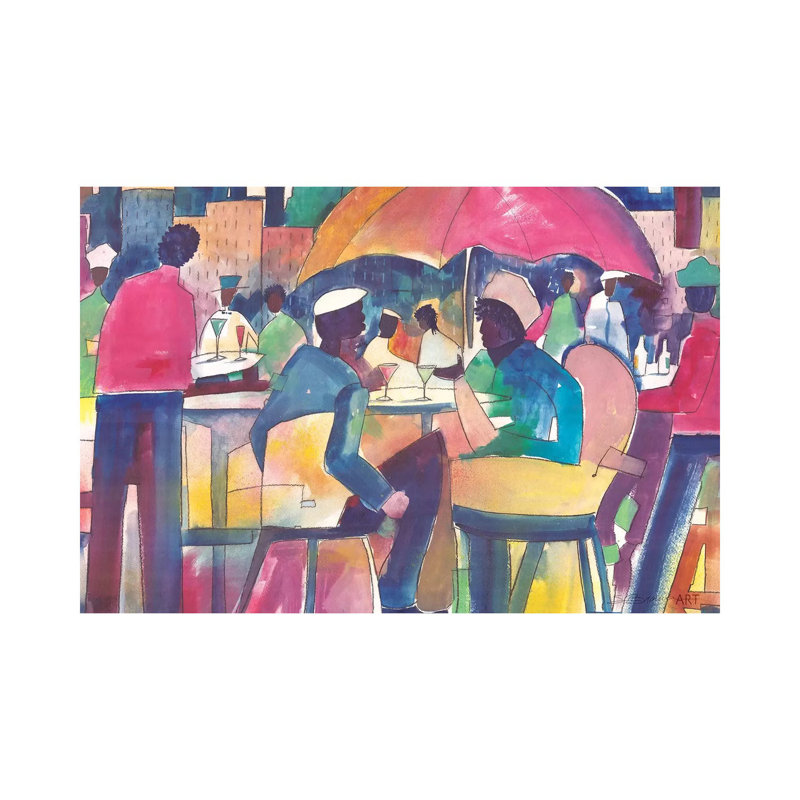 «Downtown Dining» par Stacey Brown - impression d'art graphique, Toile tendue, H 8 po x l 12 po x P 0,75 po