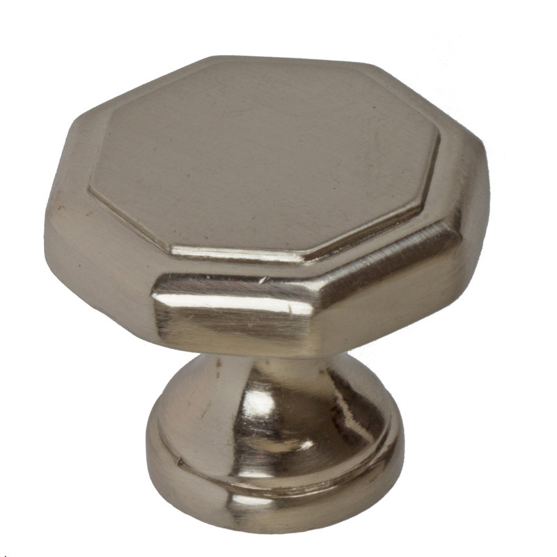 Bouton géométrique de longueur 1 1/8 po, Nickel satiné