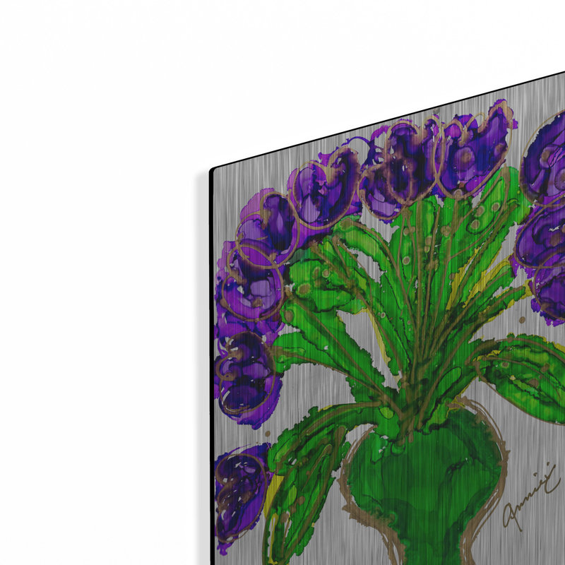 Art mural en métal Winston Porter «Purple Hearts» par Lovitude, H 16 po x l 12 po