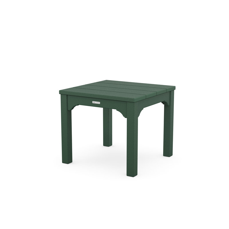 Chinoiserie Square Plastic Outdoor Side Table, Green