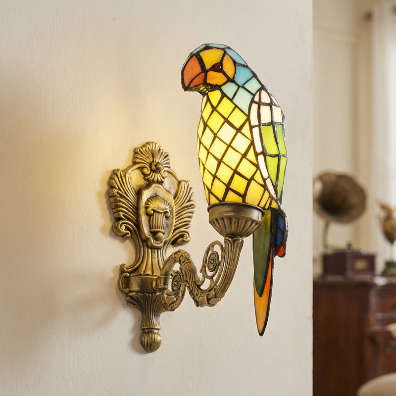Appliques murales en verre coloré à 1 lumière Tiffany Parrot (ampoule incluse)
