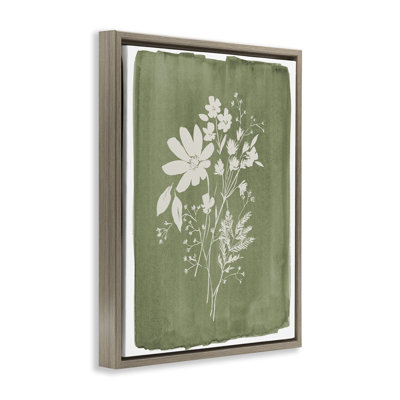 Wildflowers on Olive Green Floating Frame, design by Stephanie Ryan