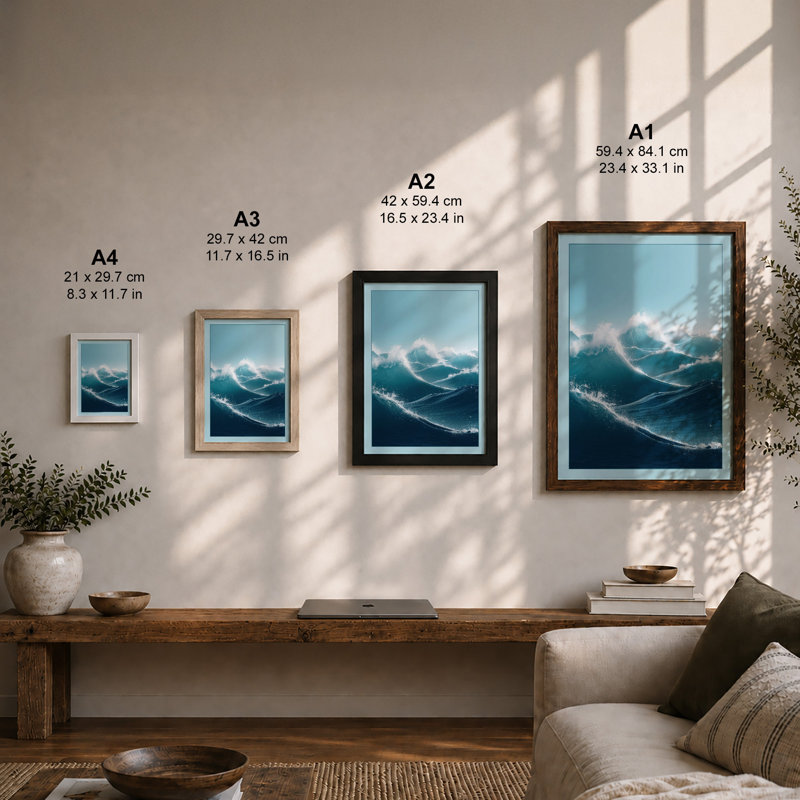 Tide and Stone Coastal - Framed Print, A3 - 42.0 x 29.7 cm, White