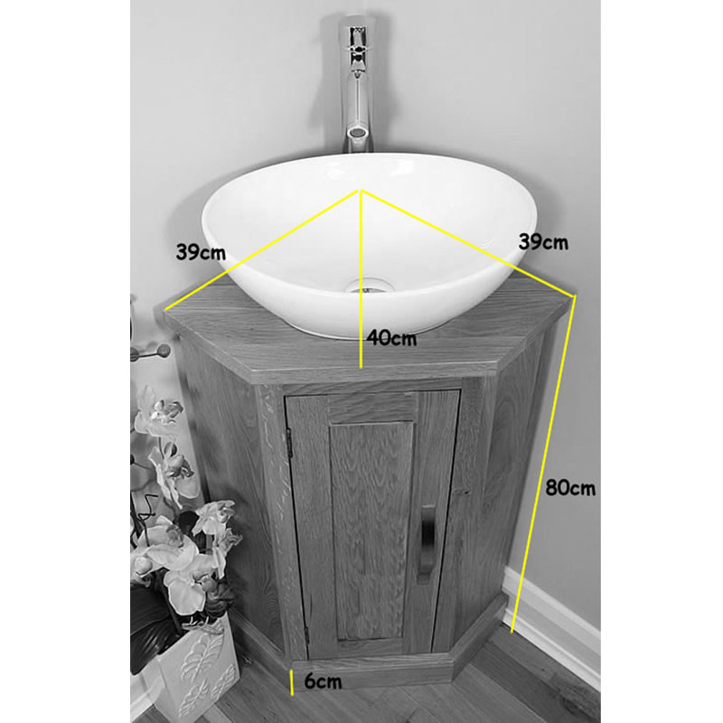 Ledbury Free-standing Corner Vanity Unit with ceramic basin & tap.