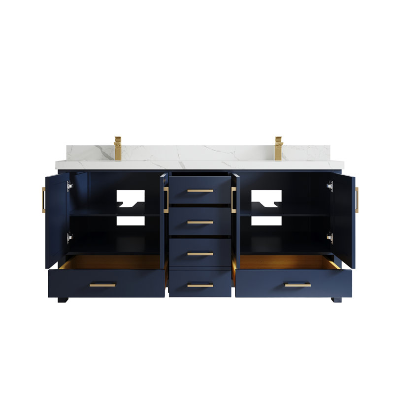 Ensemble de meuble-lavabo double 72 po Malibu, Calacatta Laza