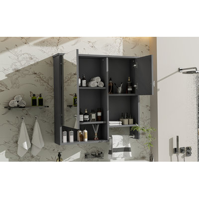 Wall Mounted Bathroom Cabinet, Bathroom Wall Storage Cabinet With Mirror With Towels Bar