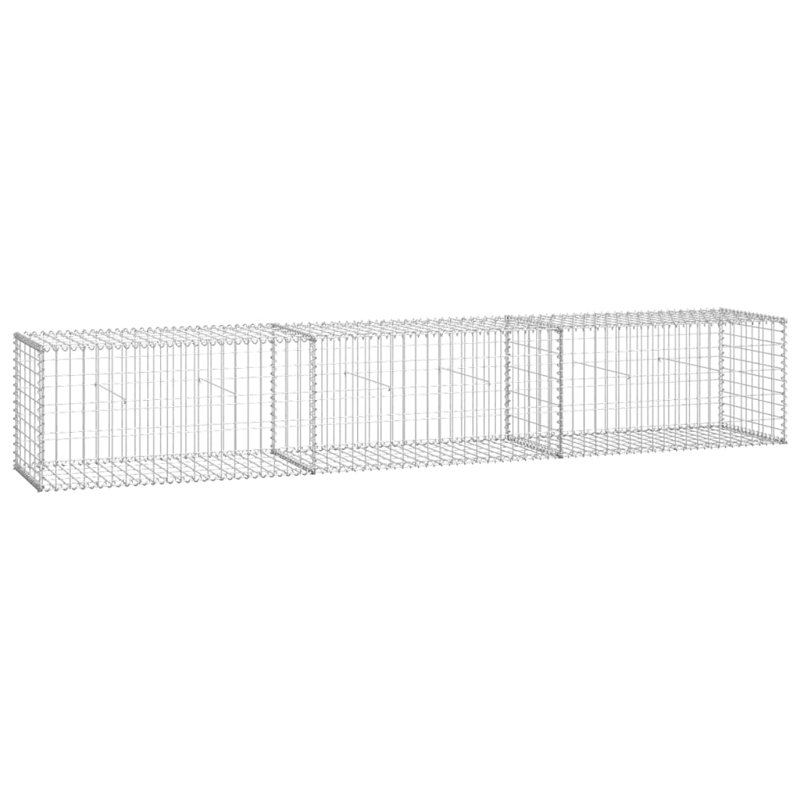 Silver Metal Gabion Wall, 50cm H x 300cm L x 50cm W