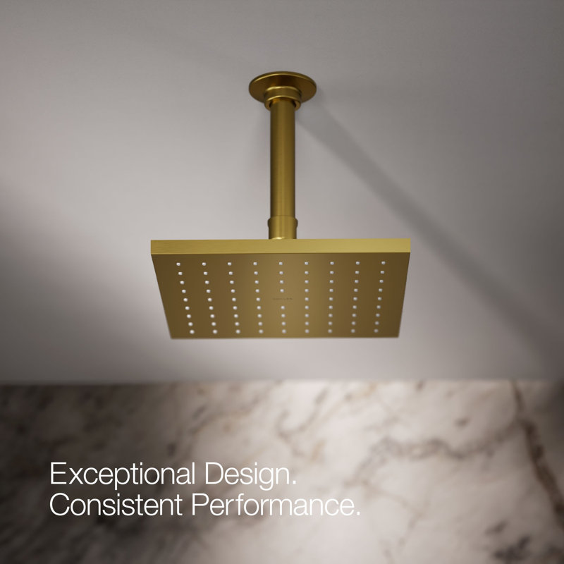 Contemporary Rain Shower Head, Vibrant Brushed Moderne Brass, 1.75 GPM, Square