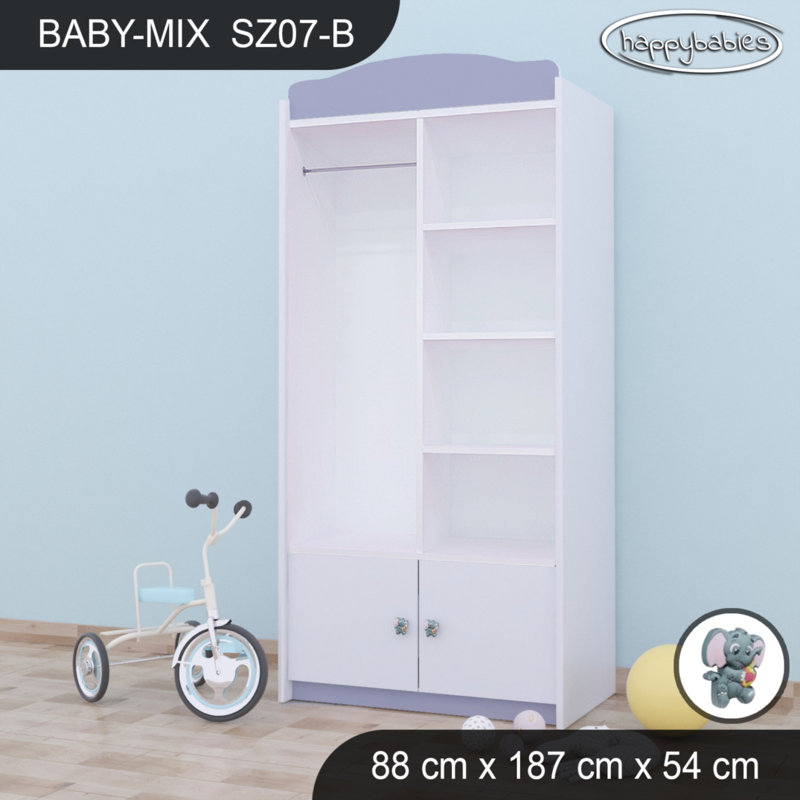 Baby 4 Door Wardrobe, Grey