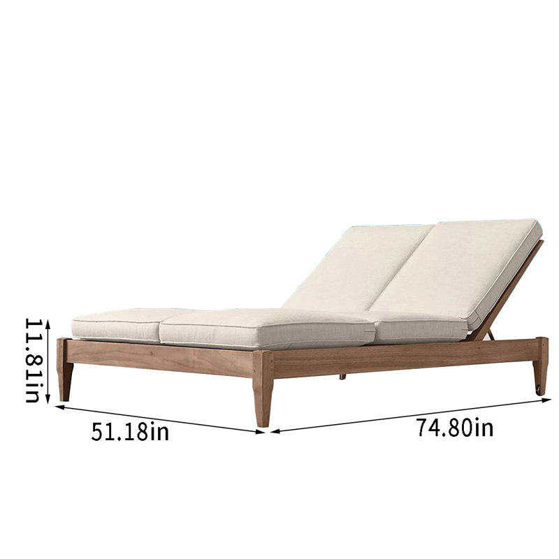Chaise longue d'extérieur en teck de qualité supérieure - ensemble de 2