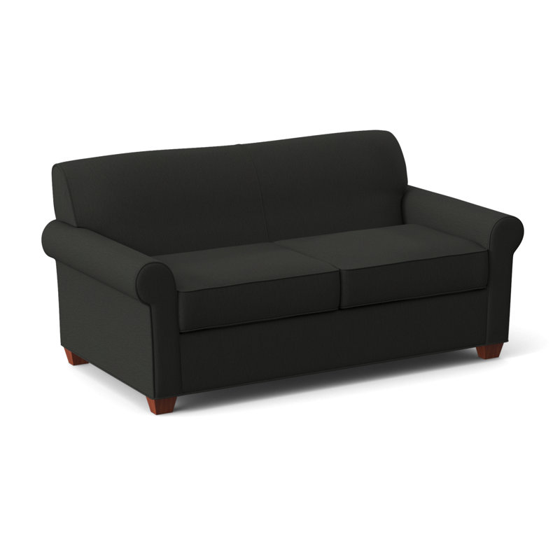 Finn Rolled Arm Sofa with Reversible Cushions, BM Cherry, Cardigan Coal, 34" H x 75" W x 36" D