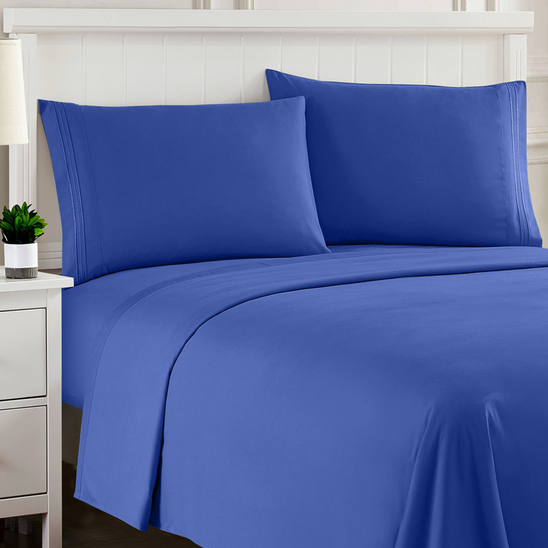 Luxurious Classic Soft Solid 1800 Series Microfiber Sheet Set, Various Colors and Sizes, Royal Blue, RV Short Queen