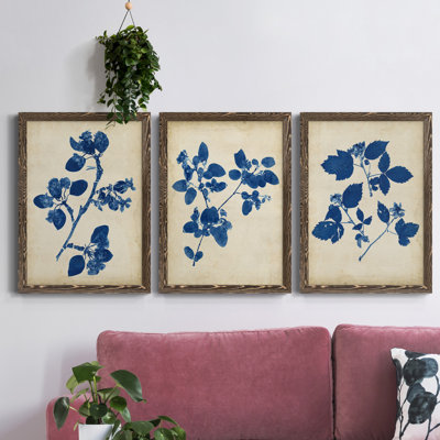 " Indigo Leaf Study IV " 2 - Pieces Painting Print