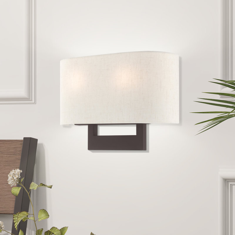 Matiana Steel Flush Mounted Sconce, 9.5" H x 14" W x 3.95" D, Brushed Nickel