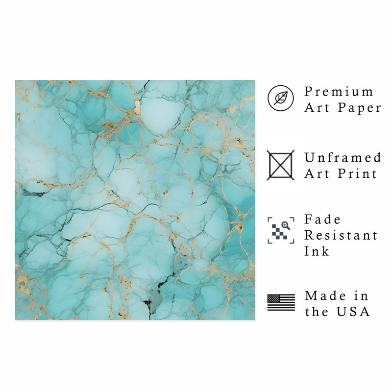 Abstrait, cyan, abstrait, géométrie abstraite, rêve de cristal, impression d'art moderne sans cadre, H 14 po x l 14 po