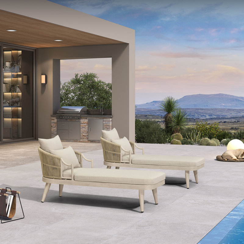 Chaise longue d'extérieur PURPLE LEAF, chaise longue de patio avec assise rembourrée et accoudoirs confortables, chaises longues de piscine ergonomiques en aluminium pour terrasse et bord de piscine.