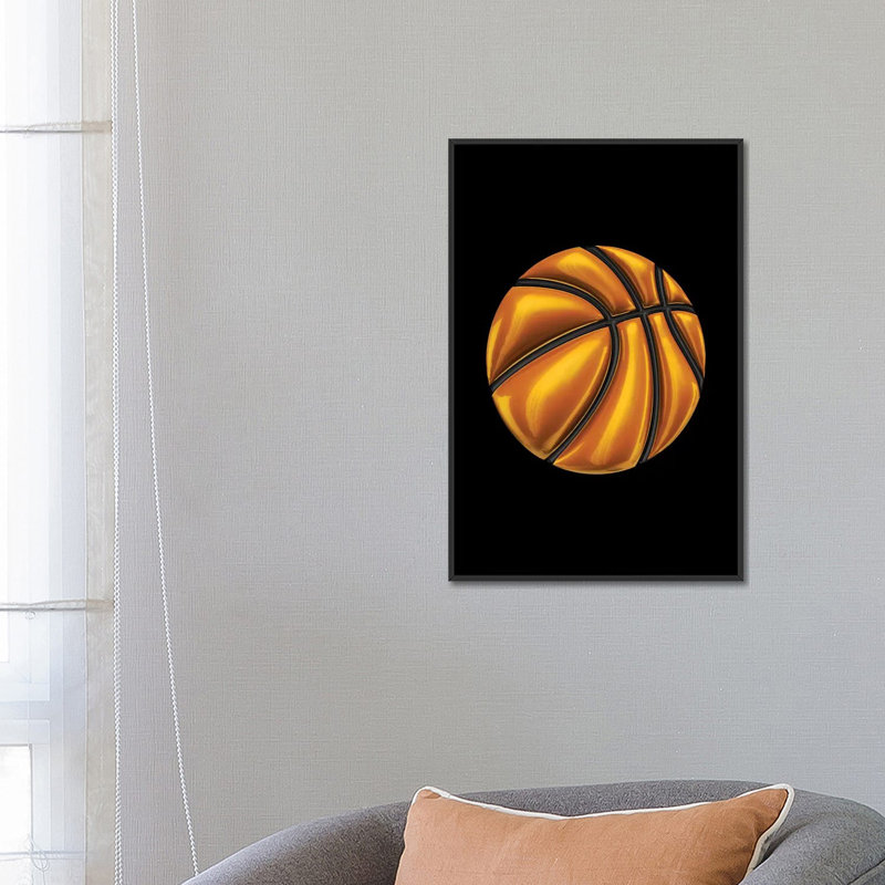 «Basketball», impression sur toile, H 26 po x l 18 po x P 1,5 po, Toile avec cadre noir, Pas de tapis