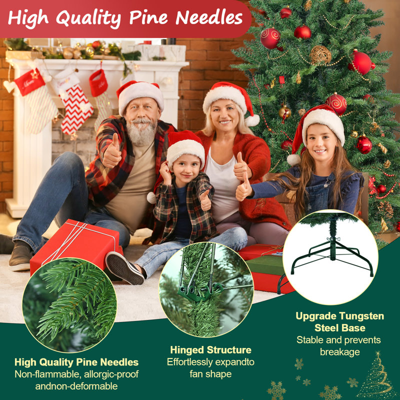 5FT Artificial Christmas Tree with 756 PE+PVC Tips - Stable Metal Stand, 5'