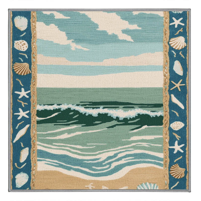  Tapis bord de mer lavable Spring Beach, Carré 6 pi