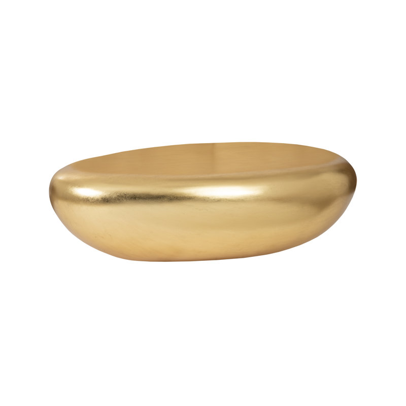 Table basse River Stone, H 16 po x L 54 po x l 34 po, Feuille d'or