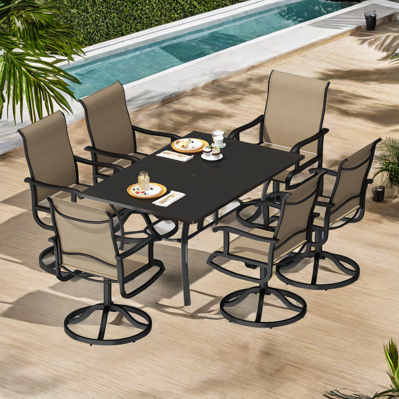 Rectangular 6 - Person 59" Long Dining Set with 28" W Seats