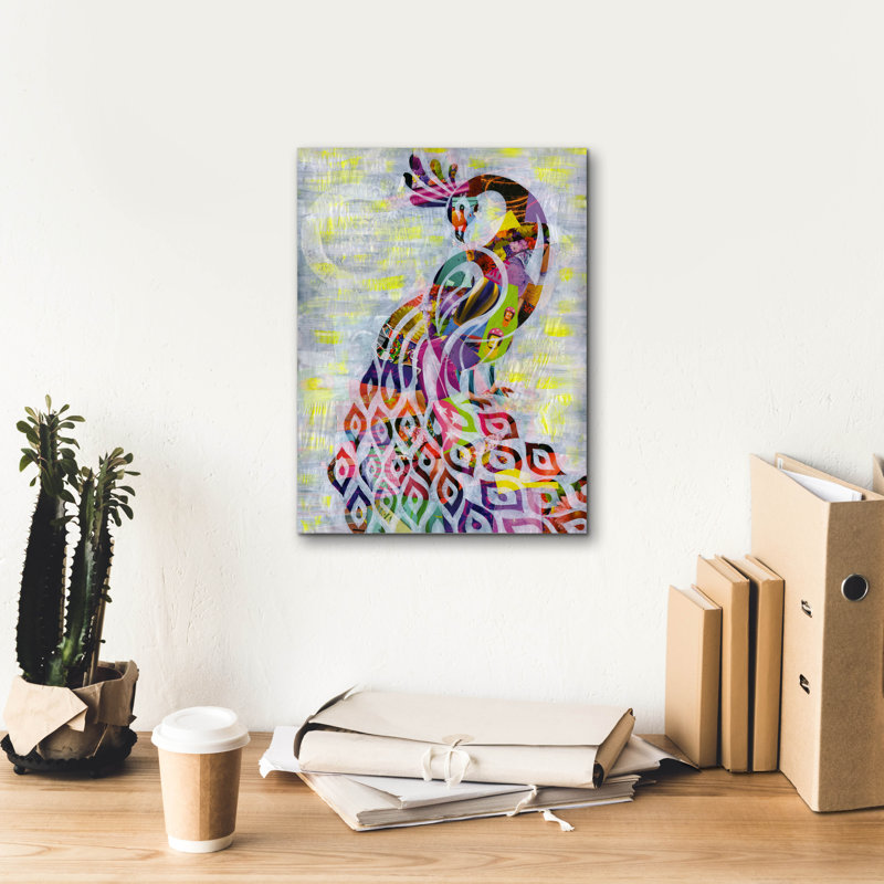 «Peacock» par Artpoptart, art mural sur toile, H 16 po x l 12 po x P 0,75 po