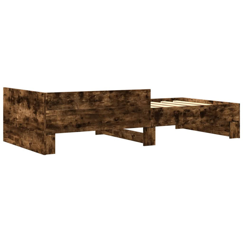Bed Frame Without Mattress Engineered Wood, Small Single (2'6), Smoked Oak