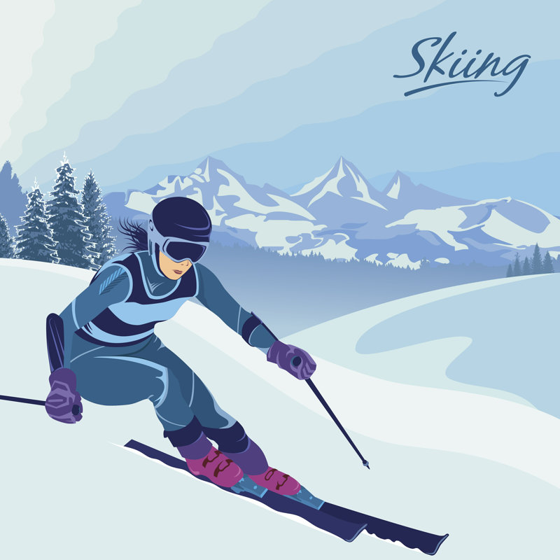 «Downhill Skiing» par Vit_Mar, impression sur toile tendue, L 36 po x H 36 po