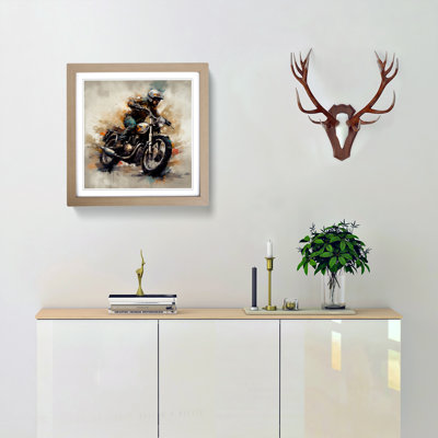 Motorcycle - Single Picture Frame Print on Wood